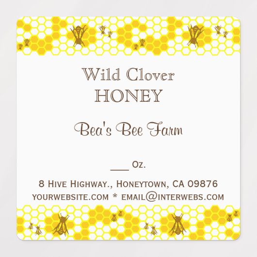 Honingbijen Honeycomb Editable 1,5-inch Square Lab Labels (Design 1)