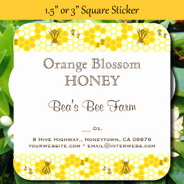 Honingbijen Honeycomb Editable 1,5-inch Square Sti Vierkante Sticker