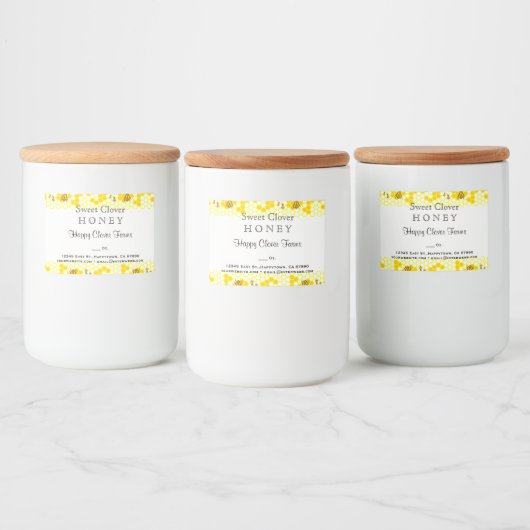 Honingbijen Honeycomb Editable 3" x 2" Etiket (Flessen)
