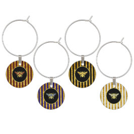 Honingbijen in goud wijnglashanger