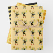 Honingbijen met hart- en honingraatpatroon inpakpapier vel (In situ)