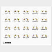 Honingbijen met hart met  datum ronde sticker (Vel)