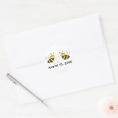 Honingbijen met hart met  datum ronde sticker (Envelop)