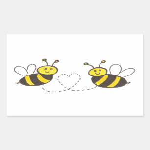 Honingbijen met hart rechthoekige sticker