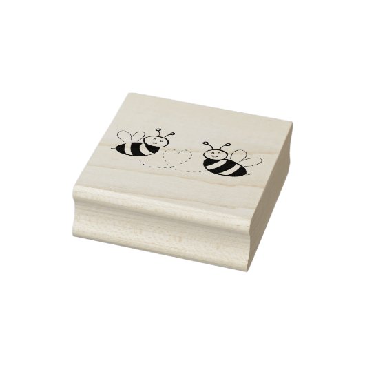 Honingbijen met hart 	rubberstempel (Stempel)