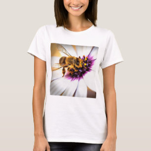 Honingbijen op Afrikaanse Daisy AcrylArt T-shirt