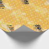 Honingbijen op een helder honingraatpatroon cadeaupapier