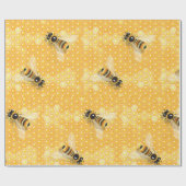 Honingbijen op een helder honingraatpatroon cadeaupapier (Vlak)