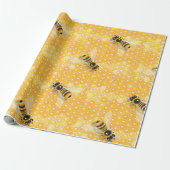 Honingbijen op een helder honingraatpatroon cadeaupapier (Uitgerold)