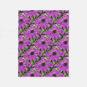 Honingbijen op een Paarse Afrikaanse Daisy Art Fleece Deken