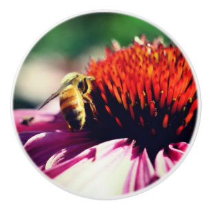 Honingbijen op hoes dicht keramische knop