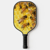 Honingbijen op Honeycomb Pickleball Paddle (Voorkant)
