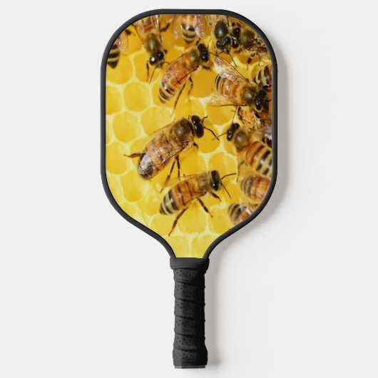 Honingbijen op Honeycomb Pickleball Paddle (Voorkant)