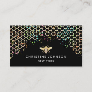 honingbijen op zwarte achtergrond visitekaartje