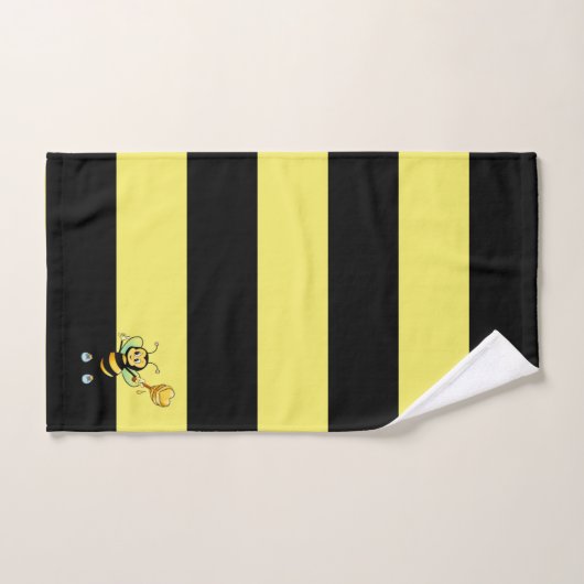 Honingbijen op zwarte en gele striped keuken S Bad Handdoek (Handdoek)