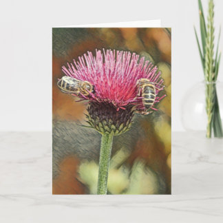 Honingbijen Pastel Kunst Wenskaart Kaart