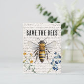 Honingbijen redden de bendesbestbloemen briefkaart (Staand voorkant)