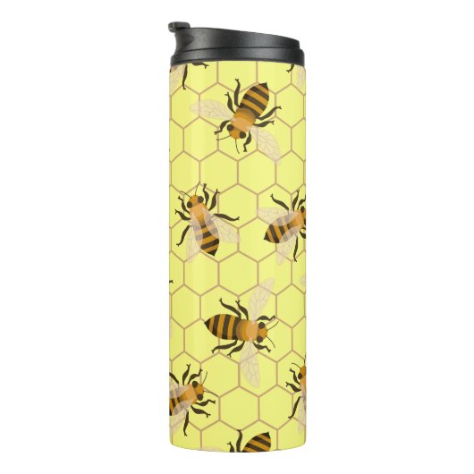 Honingbijen, sparen de bijen, bijenpatroon thermosbeker (Geroteerd rechts)