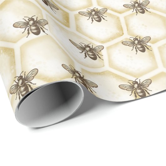 Honingbijen  stijl Honingraat Bee Pattern Cadeaupapier (Rol Hoek)