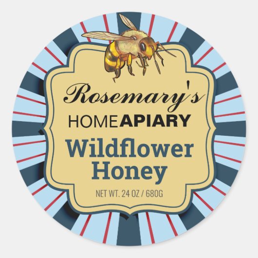 Honingbijen Sunburst Cornflower Blue Honey Sticker (Voorkant)