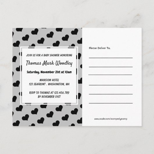 Honingbijen, uitnodiging tot Baby shower (Achterkant)