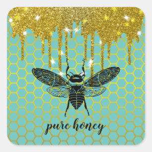 Honingbijen Verkoper Apiarist Gold  Vierkante Sticker