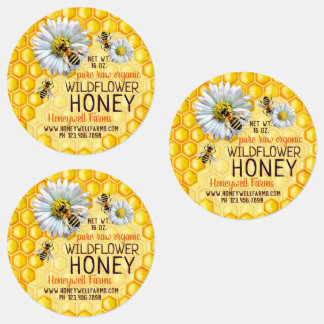 Honingbijen Wildflower Honing Apiary Jar Lid Labels