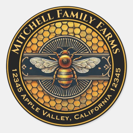honingbijenetiket ronde sticker (Voorkant)