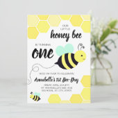 Honingbijengeel en Mint First Birthday Kaart (Staand voorkant)