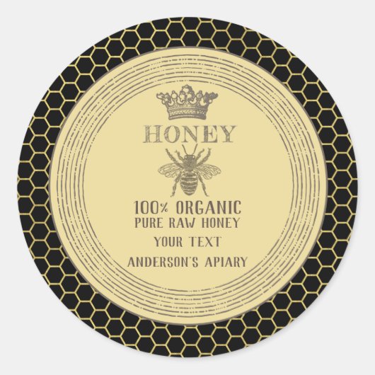  honingbijenkop ronde sticker (Voorkant)