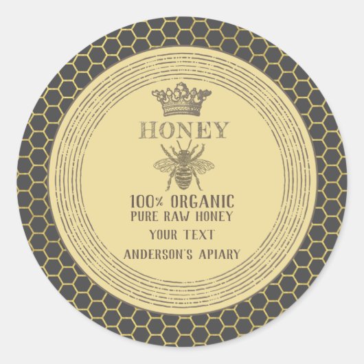  honingbijenkop ronde sticker (Voorkant)