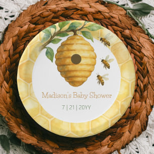Honingbijenkorf Baby shower Papieren Bordje