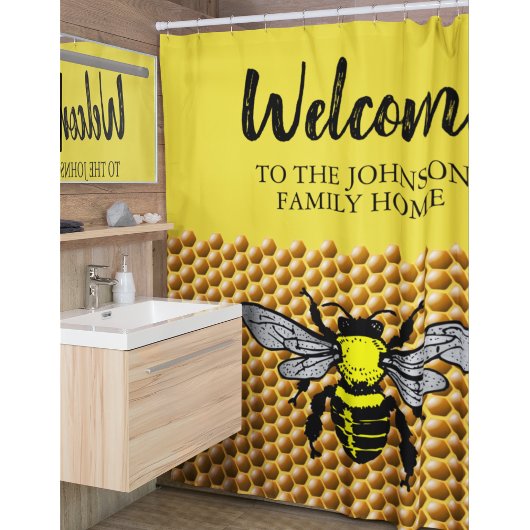Honingbijenkorven Cute Insection Apiary Name Douchegordijn