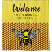 Honingbijenkorven Cute Insection Apiary Name Douchegordijn (Voorkant)