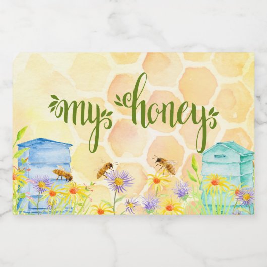 Honingbliketiket Voedselcontainer Etiket (Enkel label)