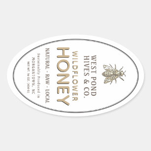  honingetiket bij 16 en 32 oz Queenline Ovale Sticker