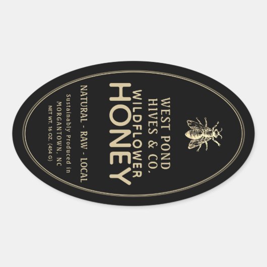  honingetiket bij 16 en 32 oz Queenline Ovale Sticker (Voorkant)