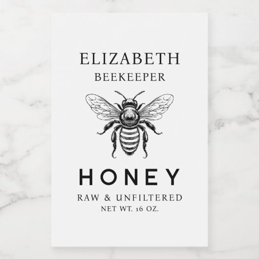Honingetiket met honingbij voedselcontainer etiket (Enkel label)