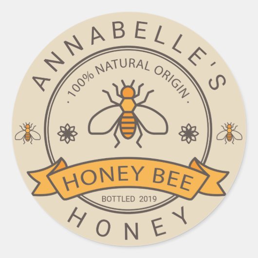 Honingetiket Ronde Sticker (Voorkant)