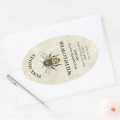Honinglabel met honingbij in  stijl ovale sticker (Envelop)