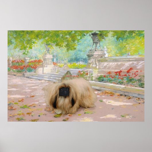 Honingpekingese in de Floral Poster (Voorkant)