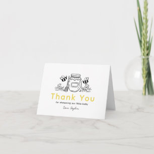 Honingpot & Bijen Witte Baby Shower Dank Je Bedankkaart