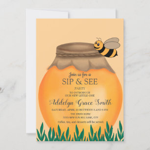 Honingpot en hommel Drink en Zie Babyshower Kaart