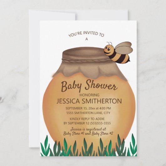 Honingpot en honingbij Meisje Jongen Baby Shower Kaart (Voorkant)
