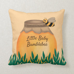 Honingpot Hommel op Gele Babykamer Kussen