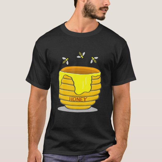 Honingpot met honingbijen T-shirt met zoet cadeaut (Voorkant)