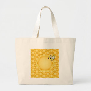 Honingraat achtergrond met een schattige honingbij grote tote bag