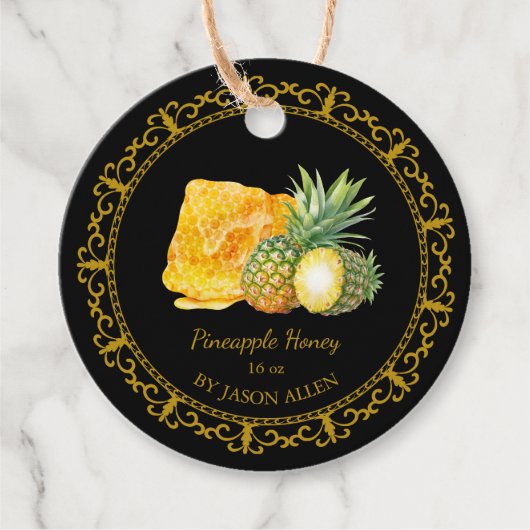  Honingraat Ananas Honing Hang Label (Voorkant)
