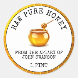 Honingraat Apiary Honing Pot Ronde Sticker