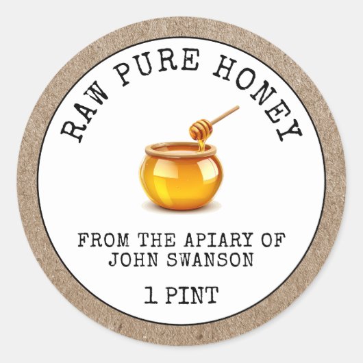 Honingraat Apiary Honing Pot Ronde Sticker (Voorkant)